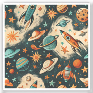  ruimtevaartuig Rocket Ships Pattern -Cosmos(6) Sticker