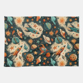  ruimtevaartuig Rocket Ships Pattern -Cosmos(6) Theedoek (Horizontaal)