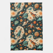  ruimtevaartuig Rocket Ships Pattern -Cosmos(6) Theedoek (Verticaal)