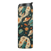  ruimtevaartuig Rocket Ships Pattern -Cosmos(6) Thermosbeker (Gedraaid links)