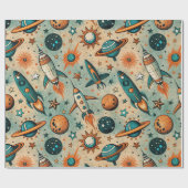  ruimtevaartuig Rocket Ships Pattern -Cosmos(7) Cadeaupapier (Vlak)