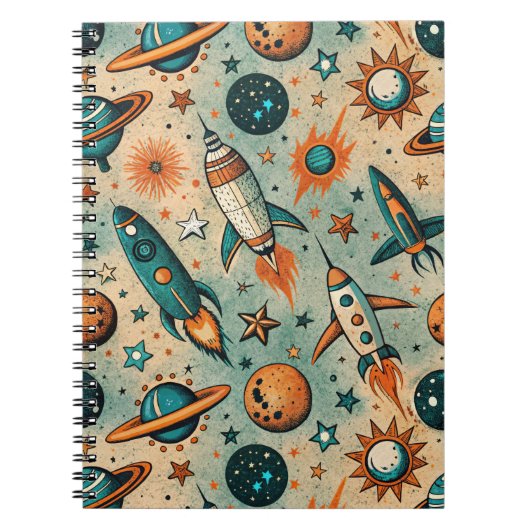  ruimtevaartuig Rocket Ships Pattern -Cosmos(7) Notitieboek (Voorkant)