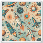 ruimtevaartuig Rocket Ships Pattern -Cosmos(7) Sticker (Voorkant)