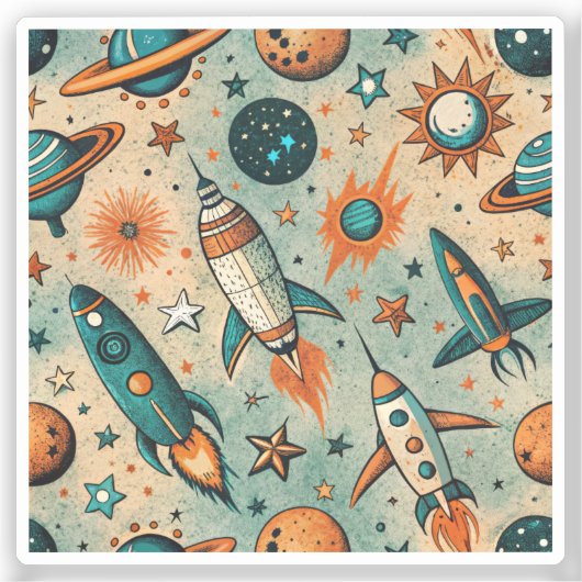 ruimtevaartuig Rocket Ships Pattern -Cosmos(7) Sticker (Voorkant)