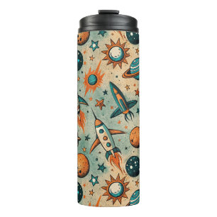  ruimtevaartuig Rocket Ships Pattern -Cosmos(7) Thermosbeker