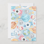 Ruimtevaartuigen Baby shower Uitnodigingsroze meis Kaart (Achterkant)