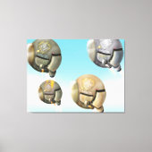 Ruimtevaartuigen die door een planeet vliegen canvas afdruk (Voorkant)