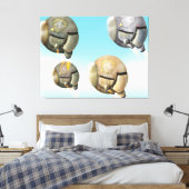 Ruimtevaartuigen die door een planeet vliegen canvas afdruk (Insitu (Slaapkamer))