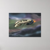 Ruimtevaartuigen die door een planeet vliegen canvas afdruk (Voorkant)