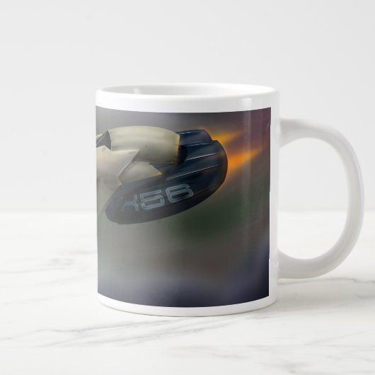 Ruimtevaartuigen die door een planeet vliegen grote koffiekop (Rechts)