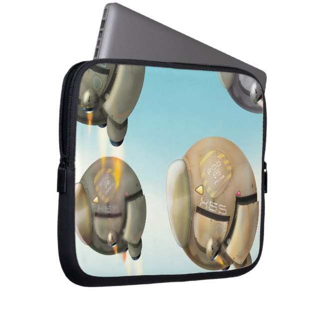 Ruimtevaartuigen die door een planeet vliegen laptop sleeve (Voorkant Rechts)