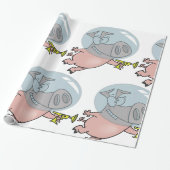 Ruimtevarken met straalpistool Funny astronaut Cadeaupapier (Uitgerold)