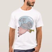 Ruimtevarken met straalpistool Funny astronaut T-shirt (Voorkant)