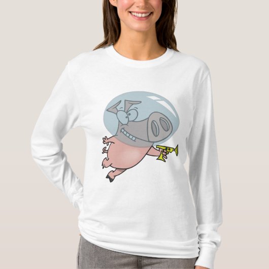 Ruimtevarken met straalpistool Funny astronaut T-shirt (Voorkant)
