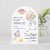 Ruimteveer Teddy Bear Astronaut Arch Baby shower Kaart (Staand voorkant)