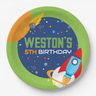 Ruimteverjaardag uit deze wereld Papieren Borden Papieren Bordje