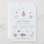 Ruimteverjaardag Uitnodiging - Galaxy Rocket Theme (Voorkant)