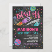 Ruimteverjaardagsuitnodiging Outer Space Party Kaart (Voorkant)