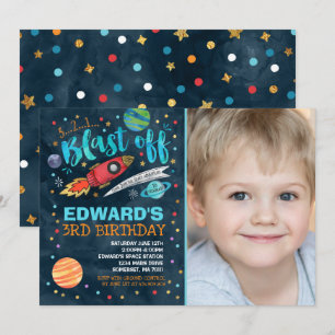 Ruimteverjaardagsuitnodiging Outer Space Party Kaart
