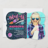 Ruimteverjaardagsuitnodiging Outer Space Party Kaart (Voorkant)