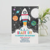 Ruimteverjaardagsuitnodiging Outer Space Party Kaart (Staand voorkant)