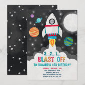 Ruimteverjaardagsuitnodiging Outer Space Party Kaart (Voorkant / Achterkant)
