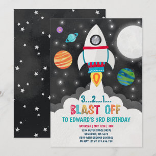 Ruimteverjaardagsuitnodiging Outer Space Party Kaart