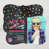 Ruimteverjaardagsuitnodiging Outer Space Party Kaart (Voorkant / Achterkant)