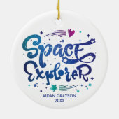 Ruimteverkenner Aangepaste buitenruimteas Keramisch Ornament (Achterkant)