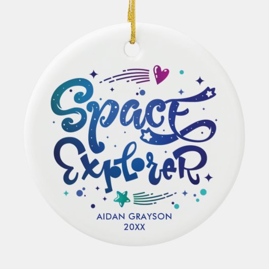 Ruimteverkenner Aangepaste buitenruimteas Keramisch Ornament (Achterkant)