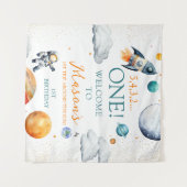 Ruimteverkenner Boy Verjaardag Welkom Banner Wandkleed (Voorkant (horizontaal))