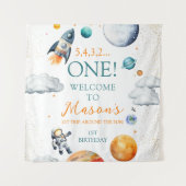 Ruimteverkenner Boy Verjaardag Welkom Banner Wandkleed (Voorkant)