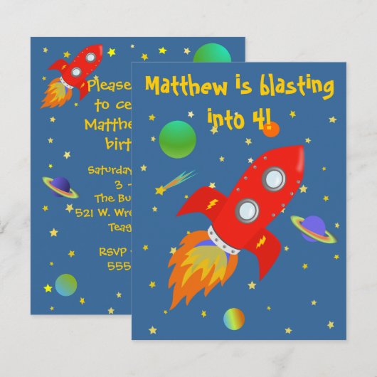 Ruimteverkenner - kleine uitnodiging (Voorkant / Achterkant)