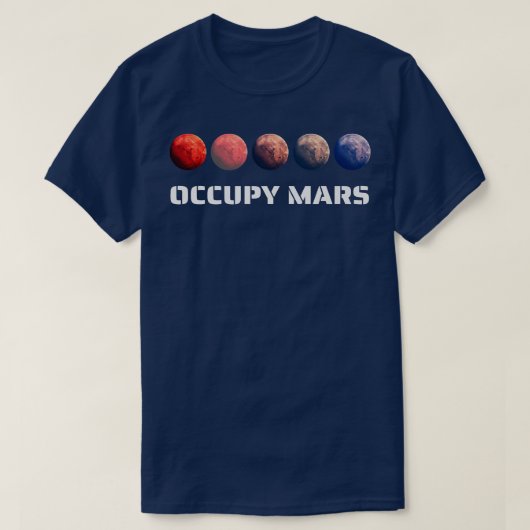 Ruimteverkenner Occupy Mars Astronomie T-shirt (Design voorkant)
