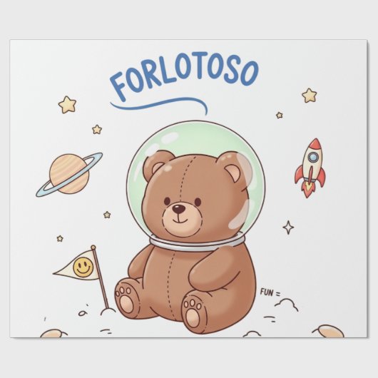 Ruimteverkenner Teddy Cadeaupapier (Vlak)