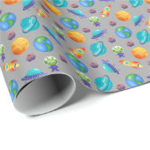 Ruimteverkenners op grijs cadeaupapier (Rol Hoek)