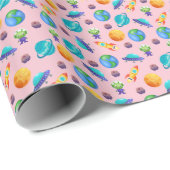 Ruimteverkenners op Light Pink Cadeaupapier (Rol Hoek)