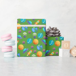 Ruimteverkenners op Maximum Green Cadeaupapier