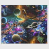 Ruimteverneveling en -planten cadeaupapier (Vlak)