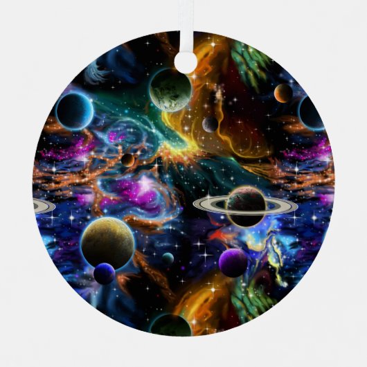 Ruimteverneveling en -planten metalen ornament (Voorkant)