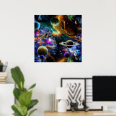 Ruimteverneveling met planeten en sterren poster (Thuiskantoor)
