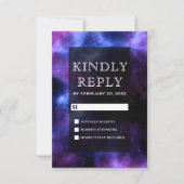 Ruimteverneveling Paars Galaxy RSVP Kaartje (Voorkant)