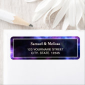 Ruimteverneveling Paarse sterrenweddenschap Etiket (Insitu)