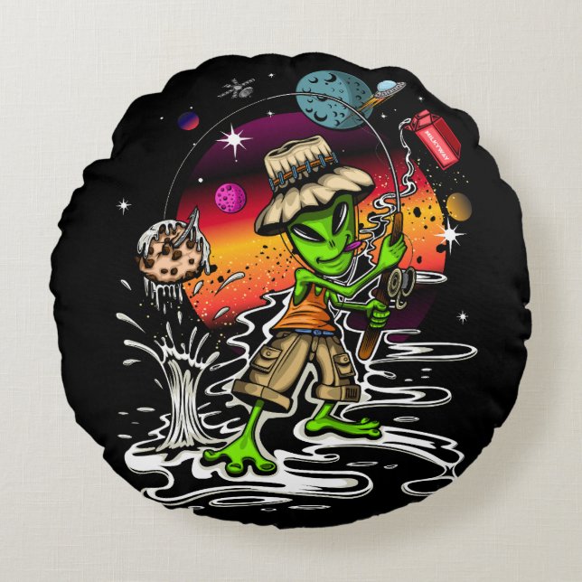 ruimtevisser rond kussen (Voorkant)