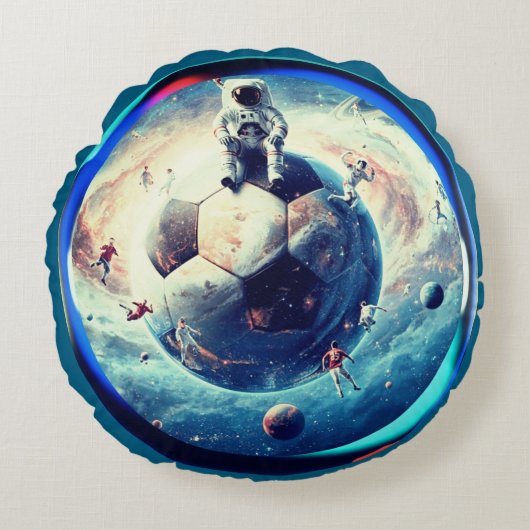 Ruimtevoetbal astronaut rond kussen (Voorkant)