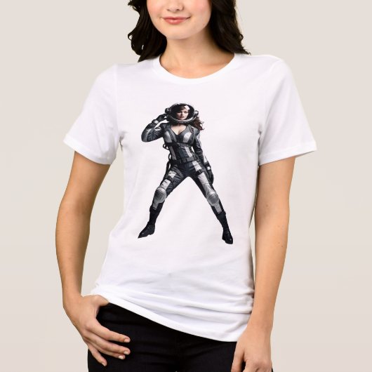 Ruimtevrouw Tri-Blend Shirt (Voorkant)
