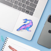 Ruimtewalvis Sticker (Laptop met iPhone)