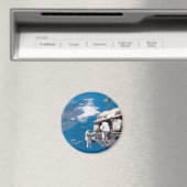 Ruimtewandeling van de astronaut boven de aarde magneet (Insitu (Vaatwasser))