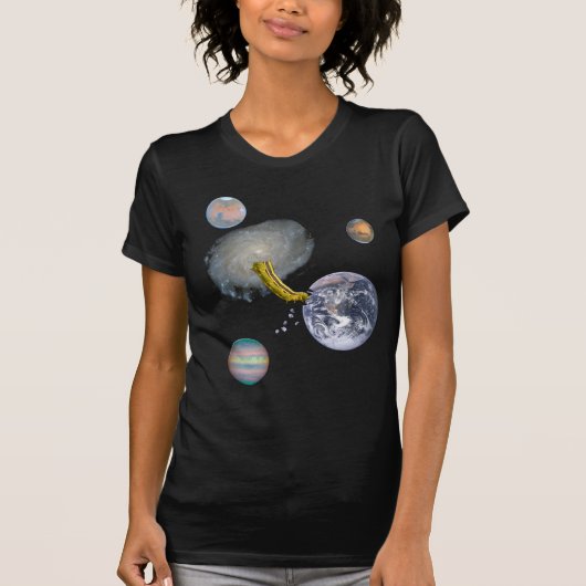 Ruimteworm Eetaarde T-shirt (Voorkant)