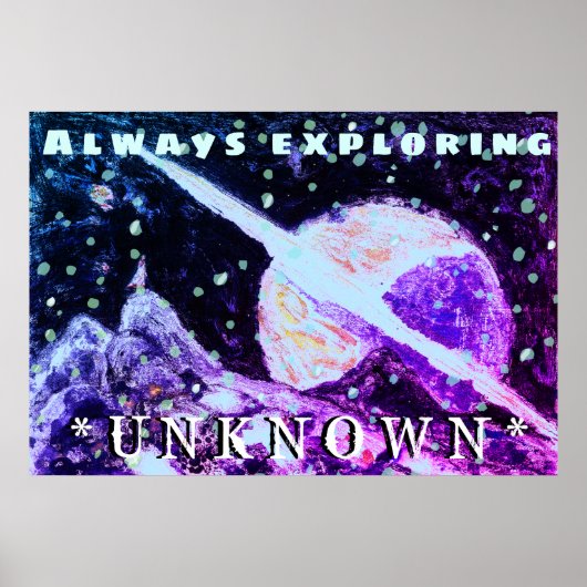 Ruimtezwerver Onbekende Poster Art Print verkennen (Voorkant)